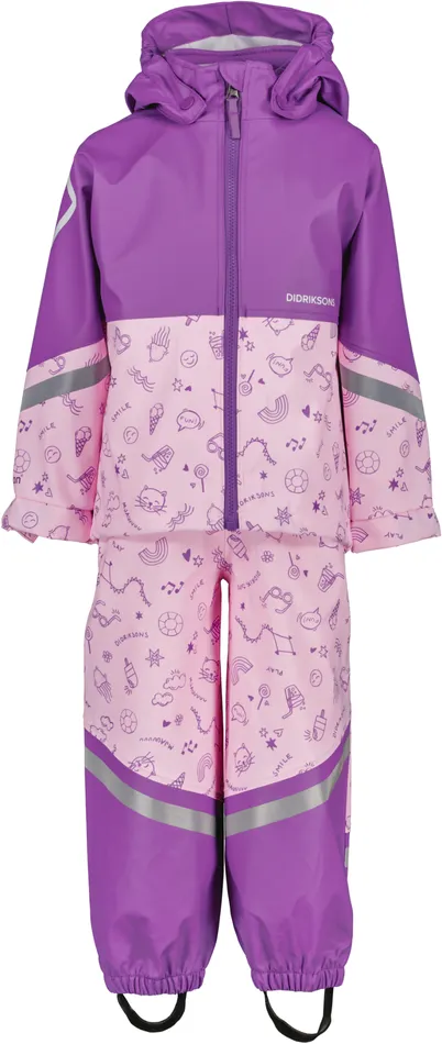 Waterman Printed Kids039 Set Galon Doodle Orchid Pink Kids Didriksons Unlined Rain Set