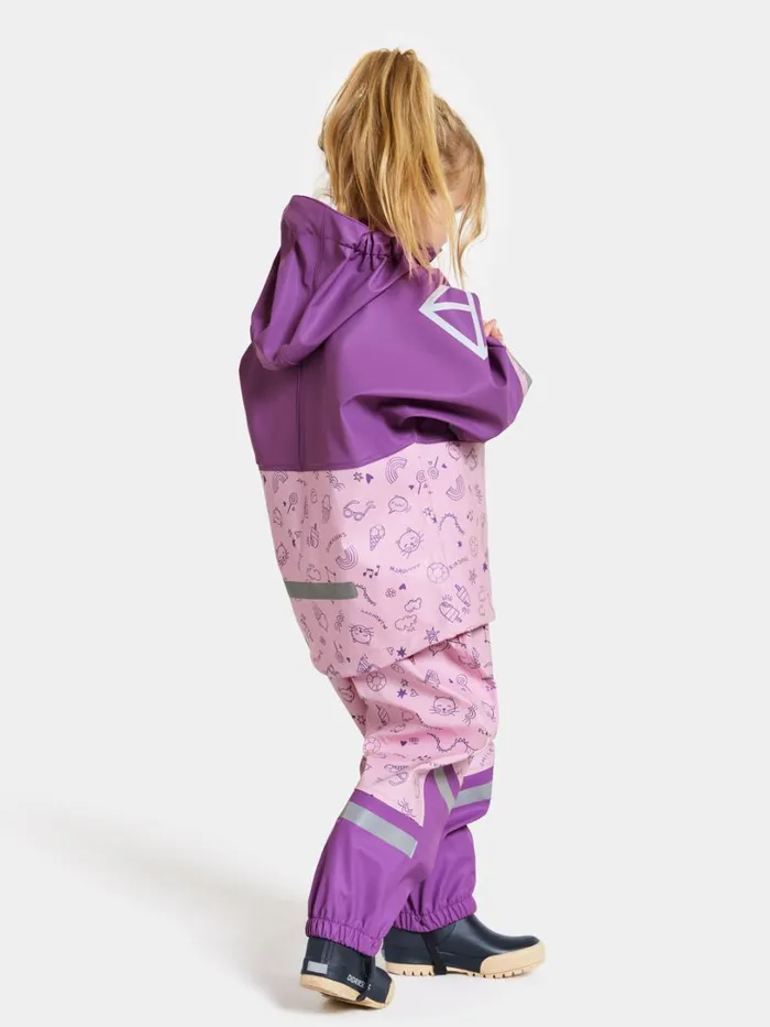 Waterman Printed Kids039 Set Galon Doodle Orchid Pink Kids Didriksons Unlined Rain Set