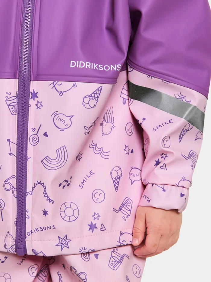 Waterman Printed Kids039 Set Galon Doodle Orchid Pink Kids Didriksons Unlined Rain Set