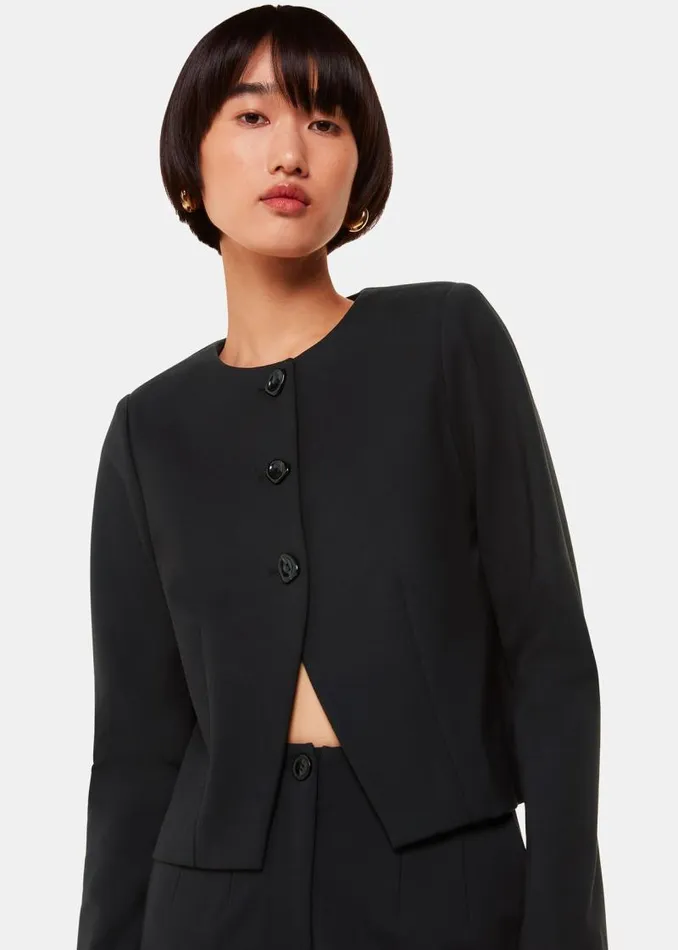 Whistles Coats and Jackets Black Anne Ponte Button Jacket 8211 Women