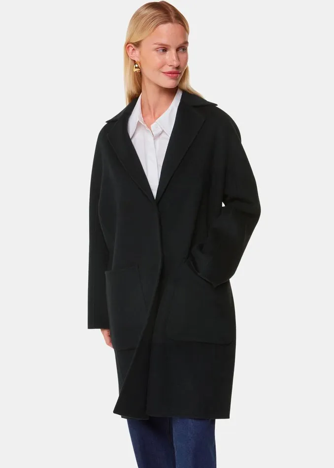 Whistles Coats and Jackets Black Cassie Double Face Pocket Coat 8211 Women