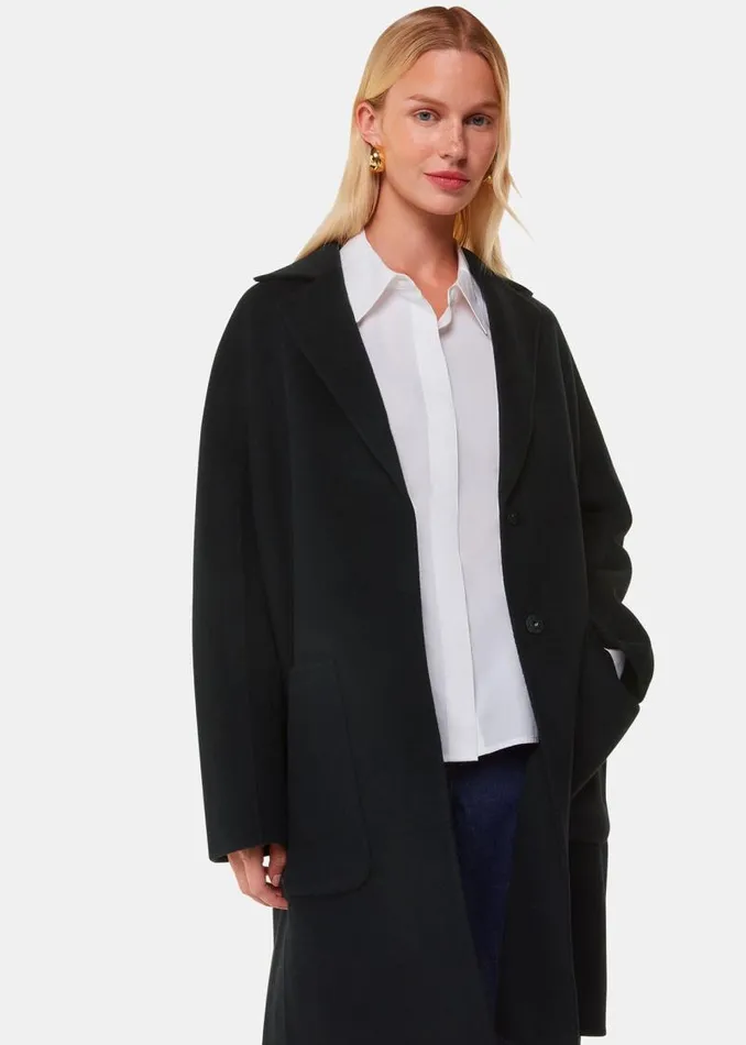Whistles Coats and Jackets Black Cassie Double Face Pocket Coat 8211 Women