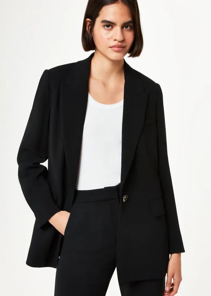 Whistles Coats and Jackets Black Crepe Boyfriend Blazer 8211 Women