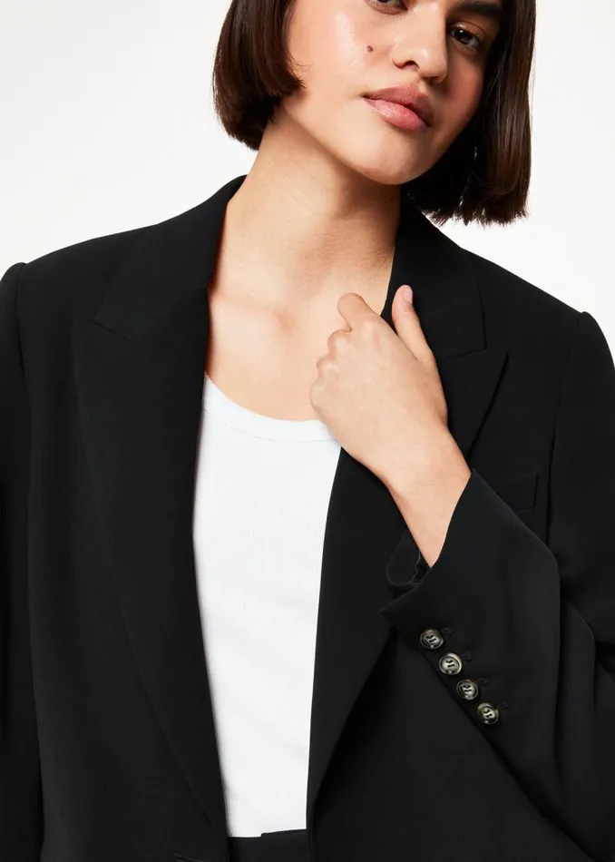 Whistles Coats and Jackets Black Crepe Boyfriend Blazer 8211 Women