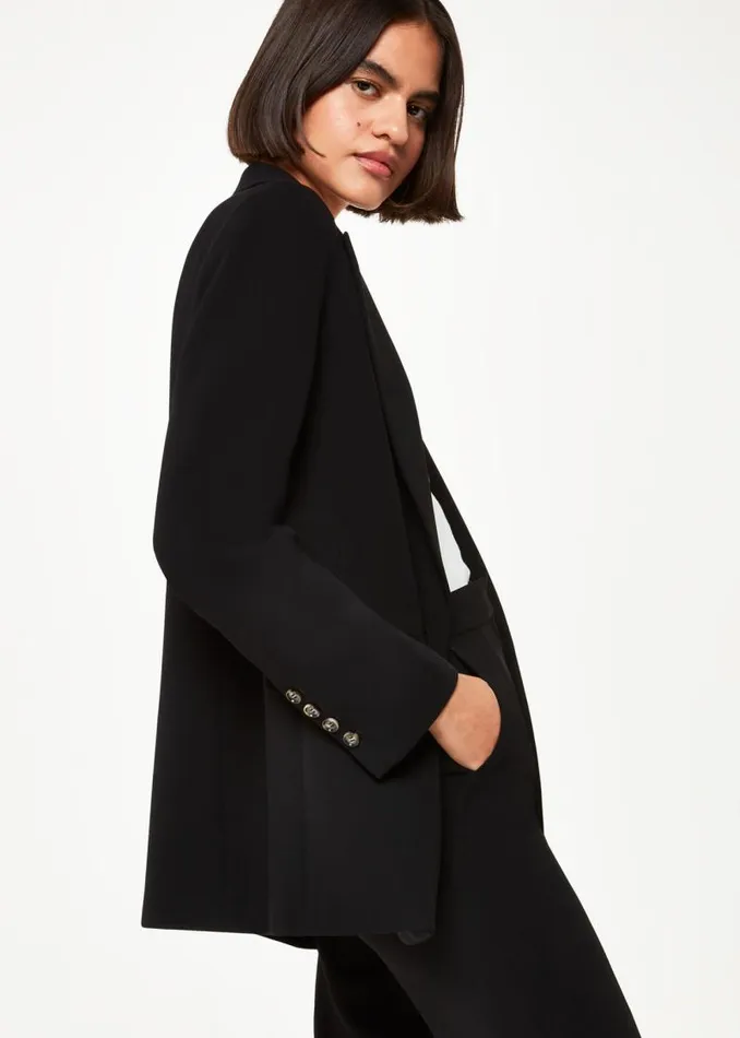 Whistles Coats and Jackets Black Crepe Boyfriend Blazer 8211 Women
