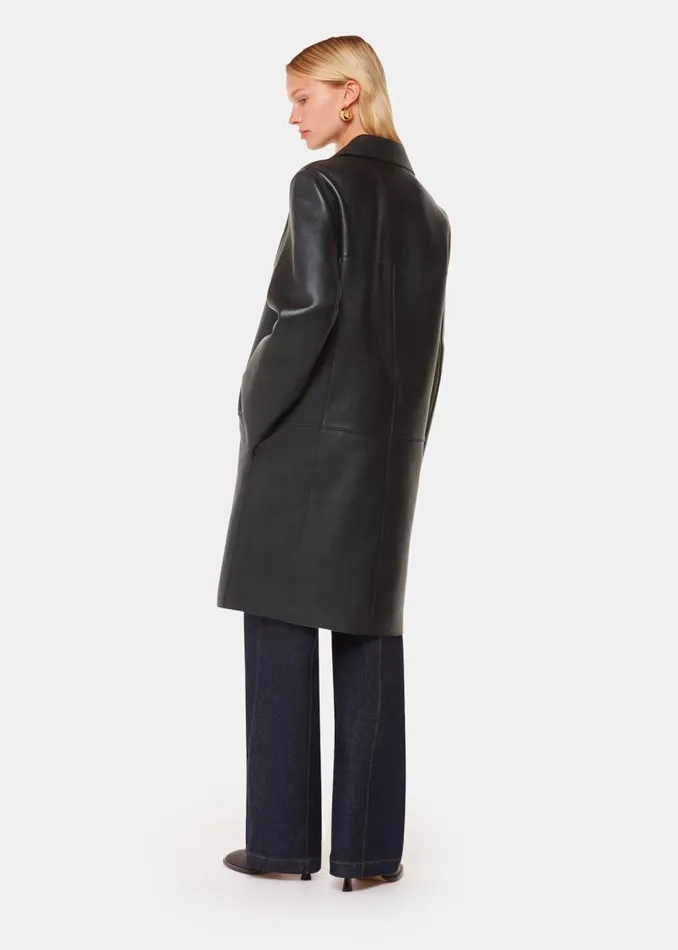 Whistles Coats and Jackets Black Gemma Bonded Leather Coat 8211 Women