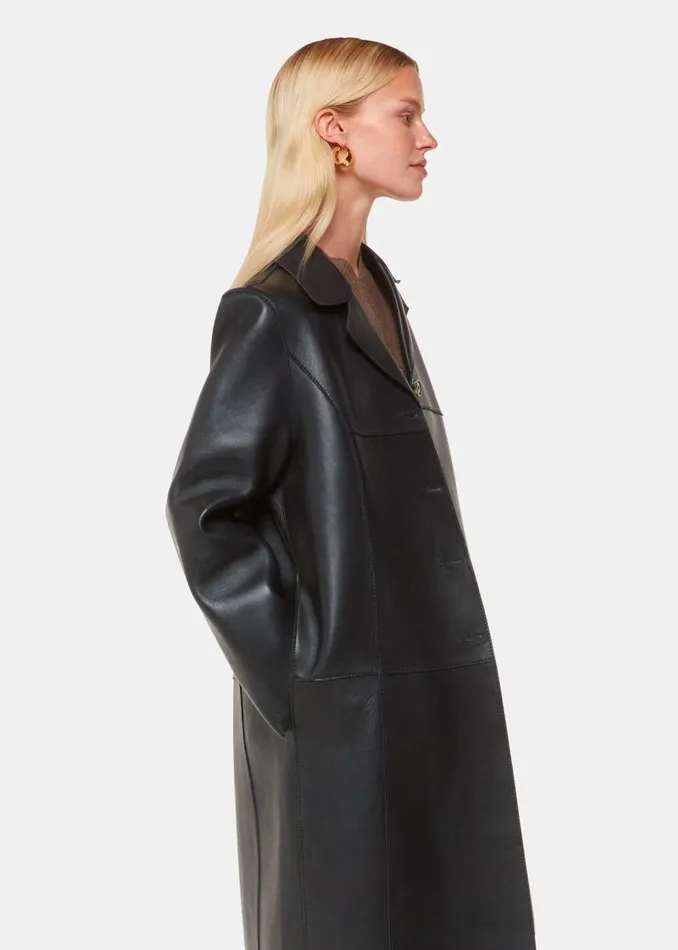 Whistles Coats and Jackets Black Gemma Bonded Leather Coat 8211 Women