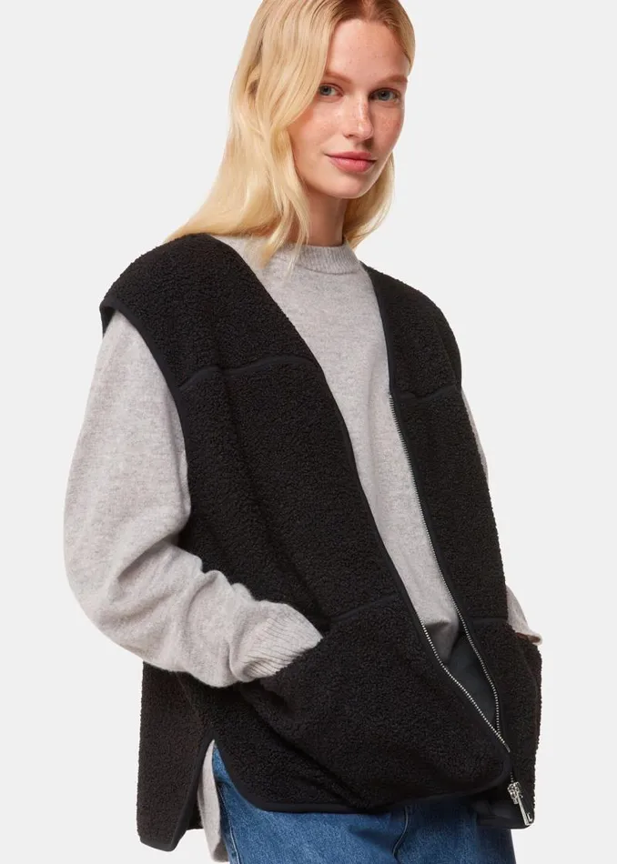 Whistles Coats and Jackets Black Josie Fleece Gilet 8211 Women