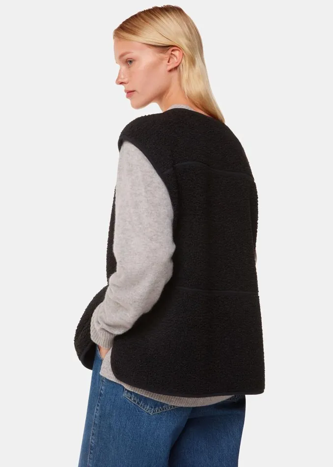 Whistles Coats and Jackets Black Josie Fleece Gilet 8211 Women