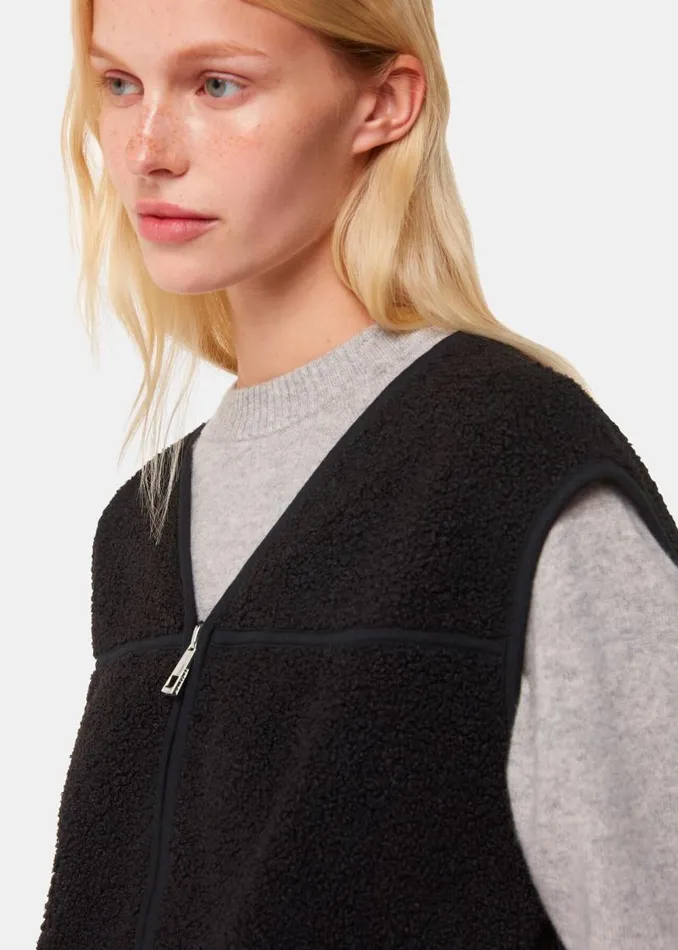 Whistles Coats and Jackets Black Josie Fleece Gilet 8211 Women