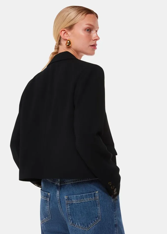 Whistles Coats and Jackets Black Tailored Short Crepe Blazer 8211 Women