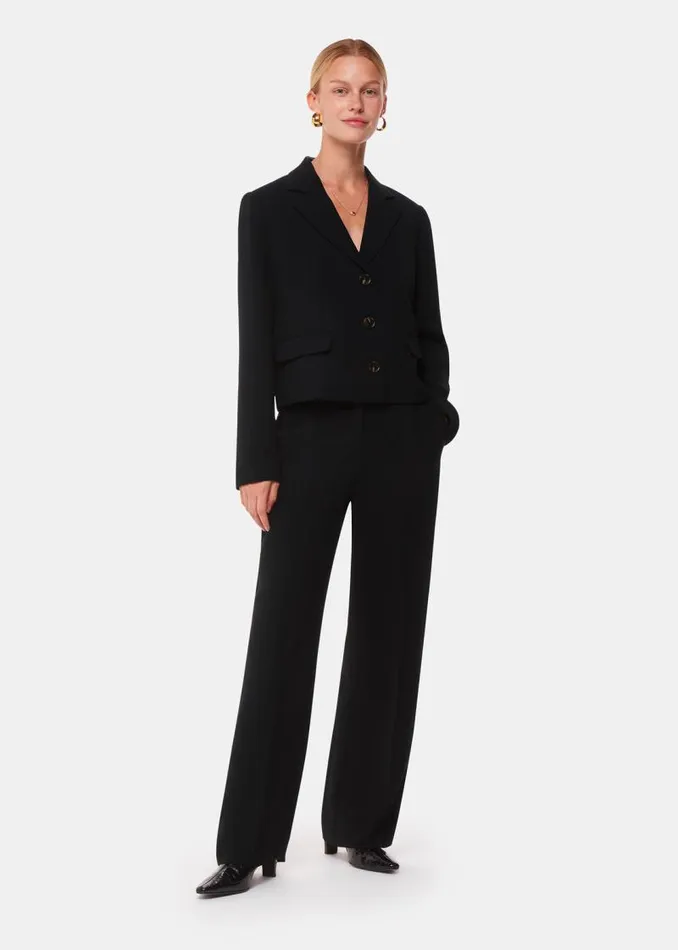 Whistles Coats and Jackets Black Tailored Short Crepe Blazer 8211 Women