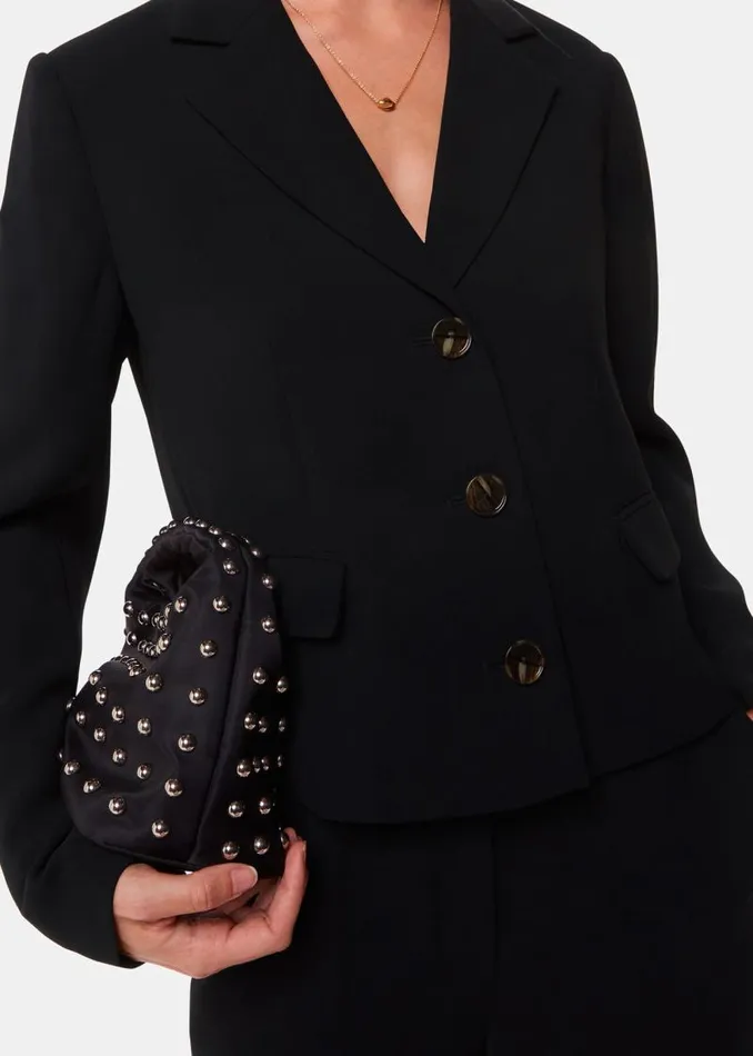 Whistles Coats and Jackets Black Tailored Short Crepe Blazer 8211 Women