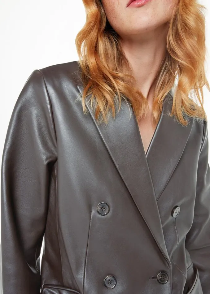 Whistles Coats and Jackets Burgundy Aliza Waisted Leather Blazer 8211 Women