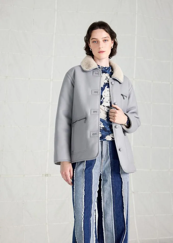 Whistles Coats and Jackets Grey Angelina Faux Fur Jacket 8211 Women