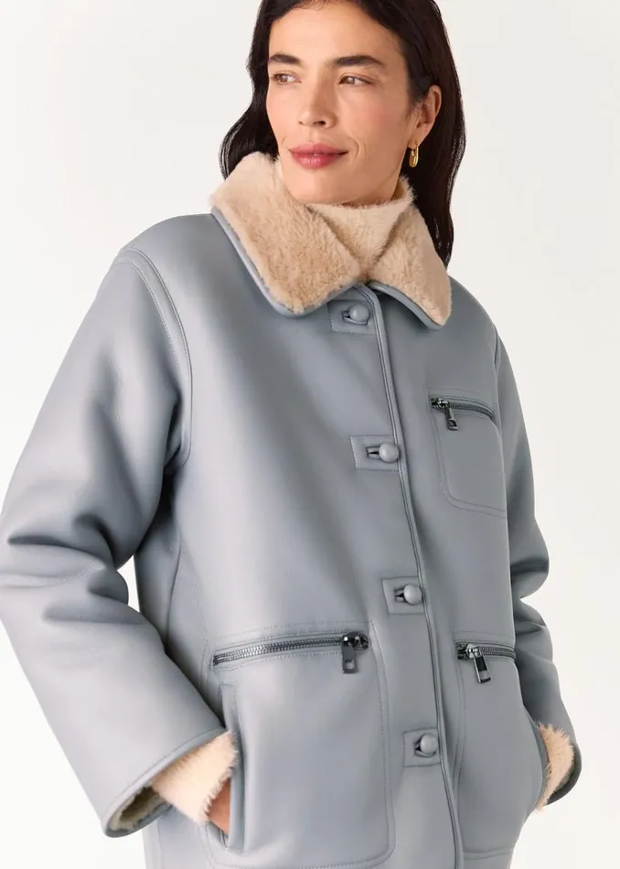 Whistles Coats and Jackets Grey Angelina Faux Fur Jacket 8211 Women
