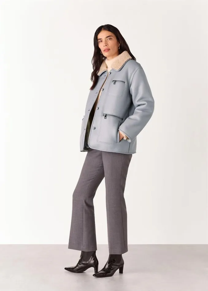 Whistles Coats and Jackets Grey Angelina Faux Fur Jacket 8211 Women