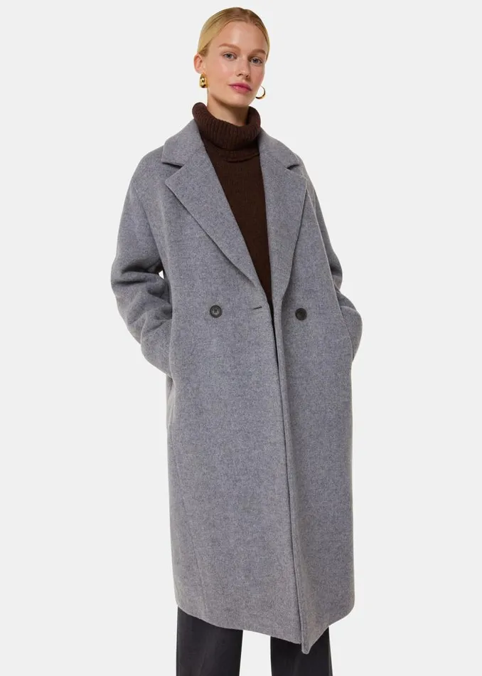 Whistles Coats and Jackets Grey Eliza Double Breasted Coat 8211 Women