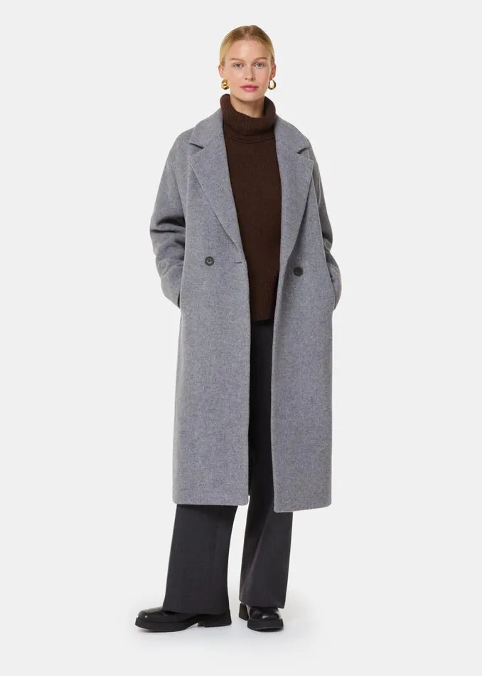 Whistles Coats and Jackets Grey Eliza Double Breasted Coat 8211 Women