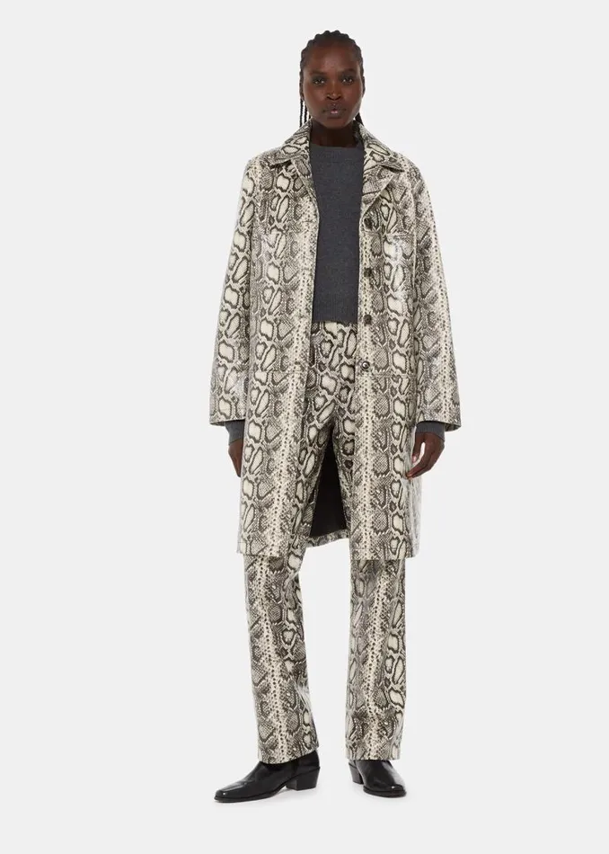 Whistles Coats and Jackets Multicolour Iyana Snake Print Leather Coat 8211 Women