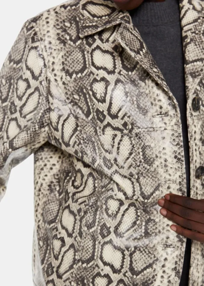 Whistles Coats and Jackets Multicolour Iyana Snake Print Leather Coat 8211 Women