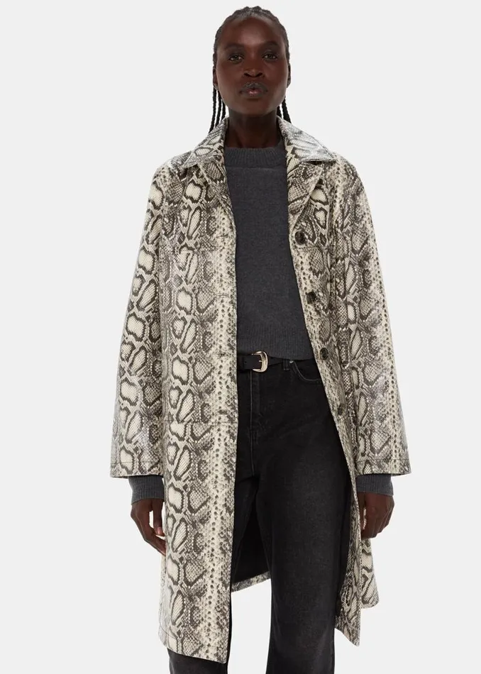 Whistles Coats and Jackets Multicolour Iyana Snake Print Leather Coat 8211 Women