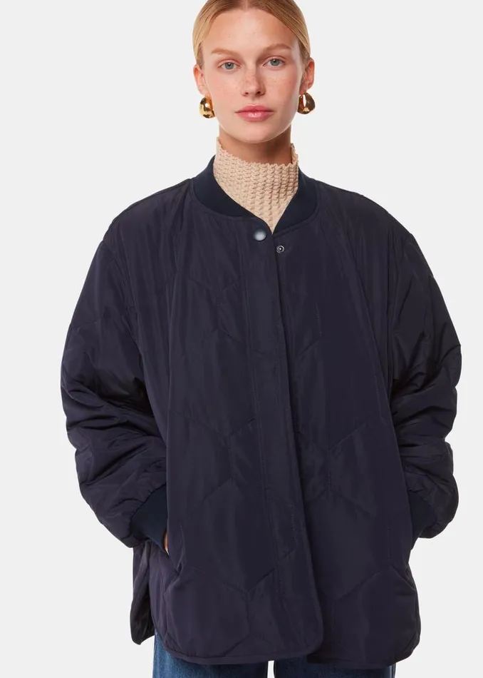 Whistles Coats and Jackets Navy Ida Short Quilted Coat 8211 Women