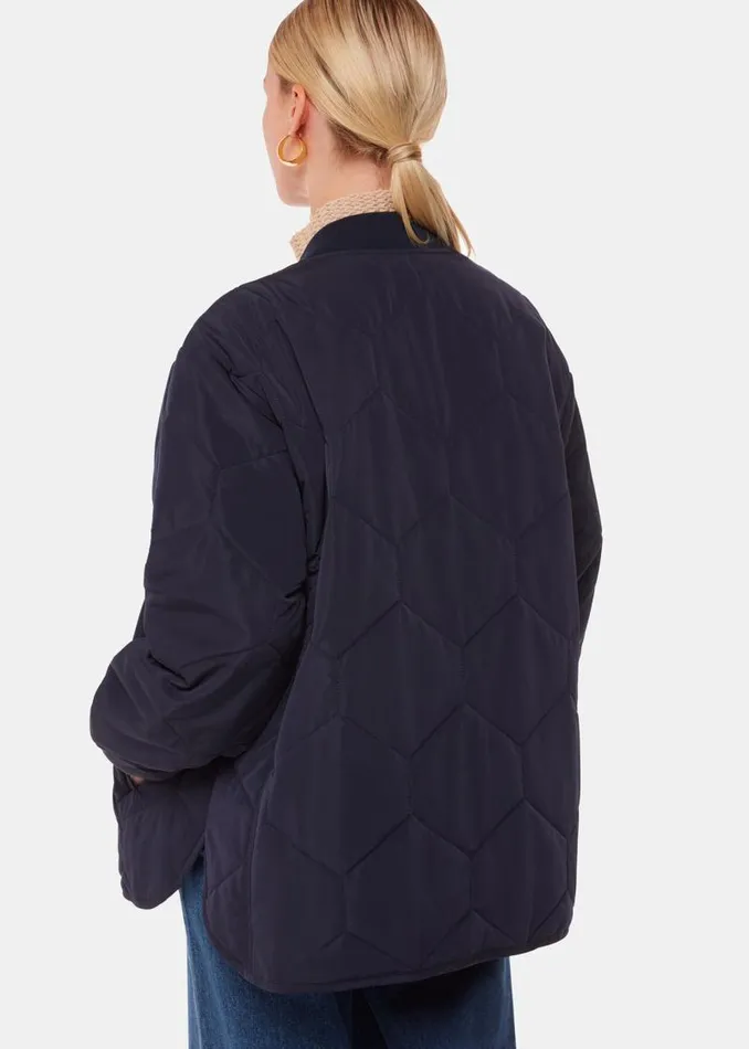 Whistles Coats and Jackets Navy Ida Short Quilted Coat 8211 Women
