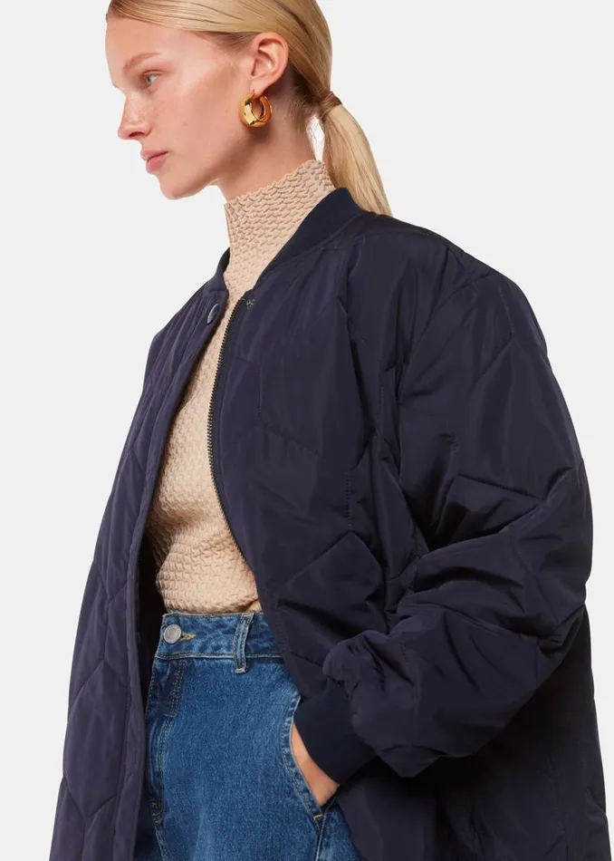 Whistles Coats and Jackets Navy Ida Short Quilted Coat 8211 Women