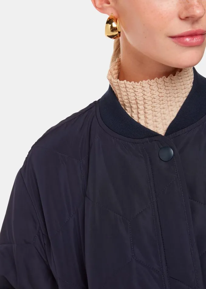 Whistles Coats and Jackets Navy Ida Short Quilted Coat 8211 Women