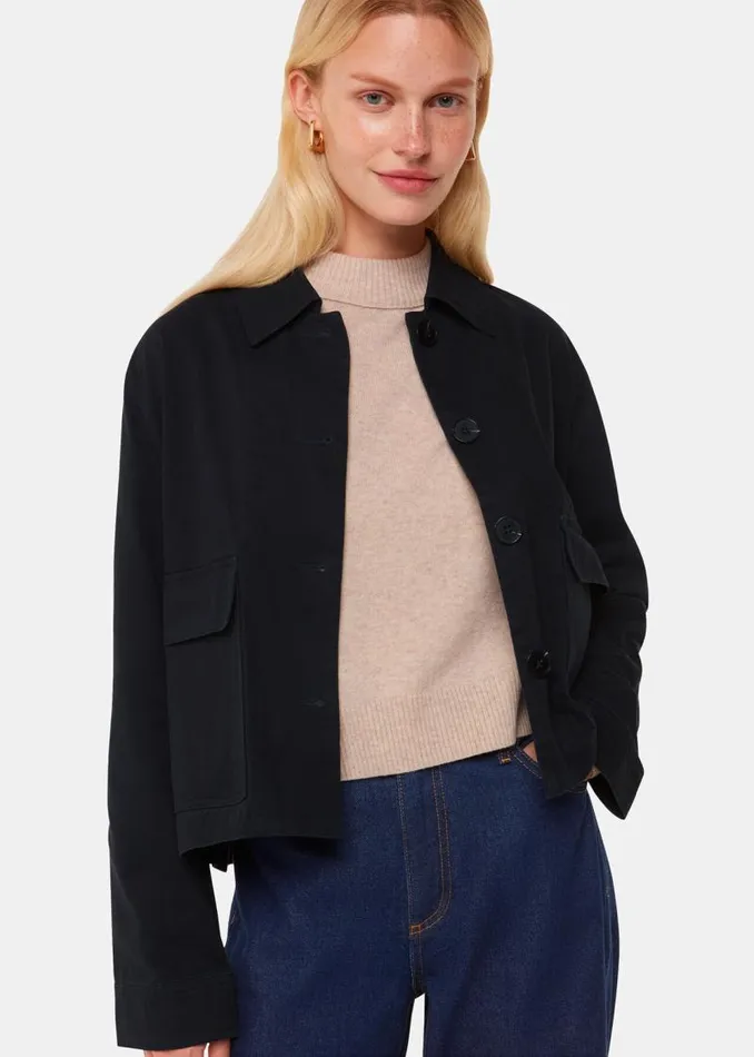 Whistles Coats and Jackets Washed Black Marie Casual Jacket 8211 Women