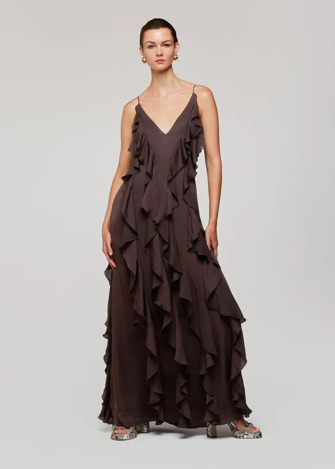 Whistles Dresses Chocolate Ruffle Maxi Dress 8211 Women