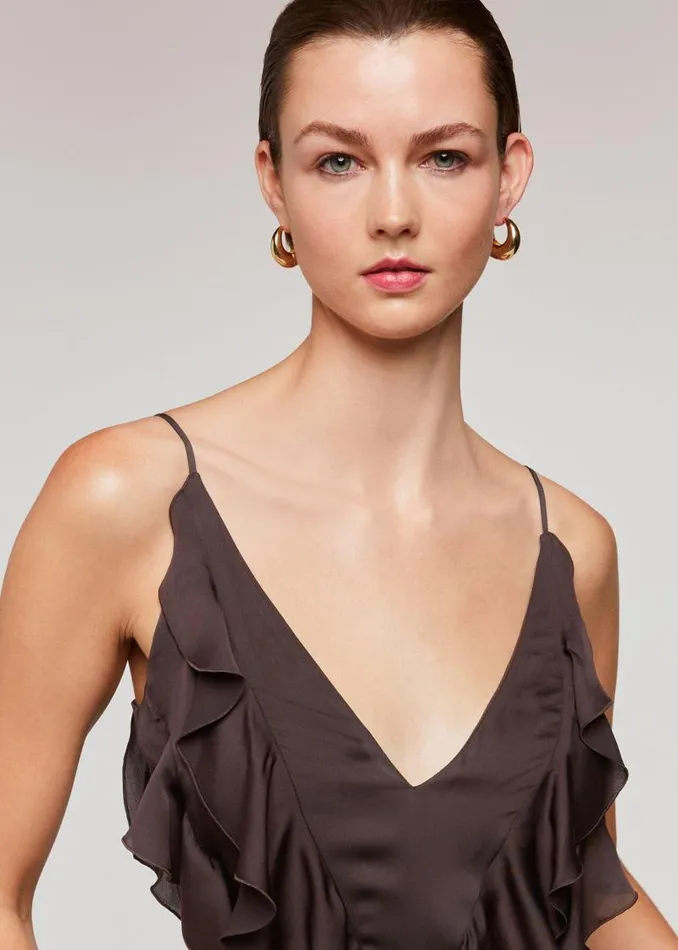 Whistles Dresses Chocolate Ruffle Maxi Dress 8211 Women