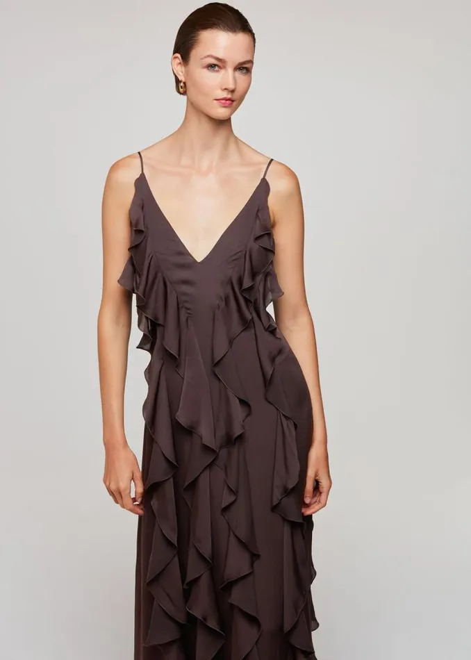 Whistles Dresses Chocolate Ruffle Maxi Dress 8211 Women