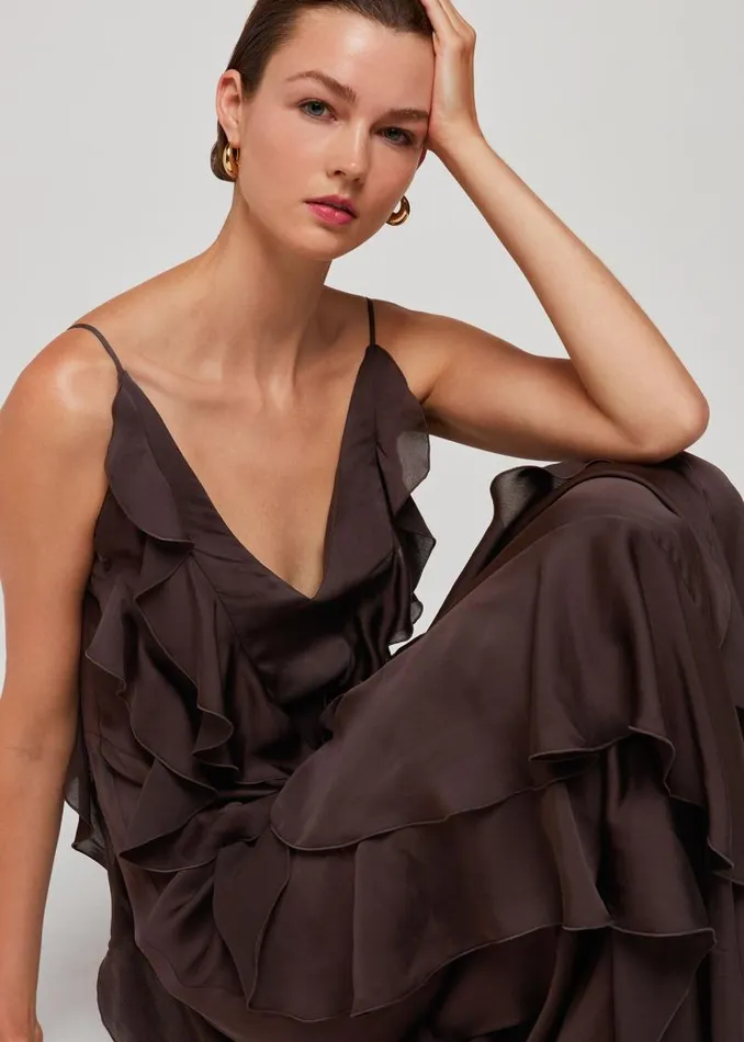 Whistles Dresses Chocolate Ruffle Maxi Dress 8211 Women