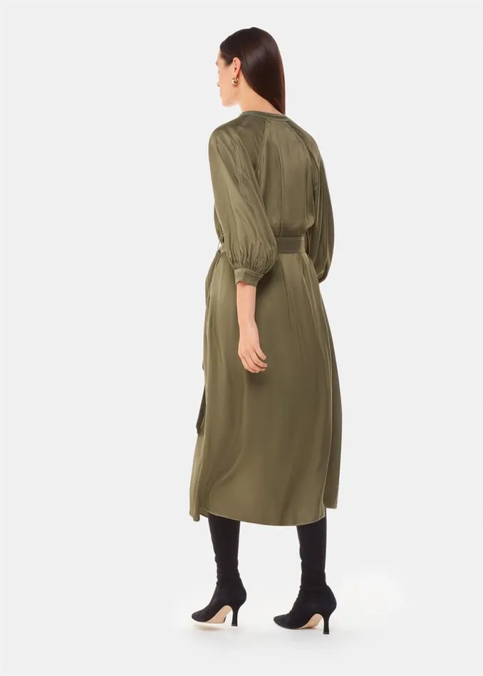 Whistles Dresses Khaki Mabel Topstitch Dress 8211 Women