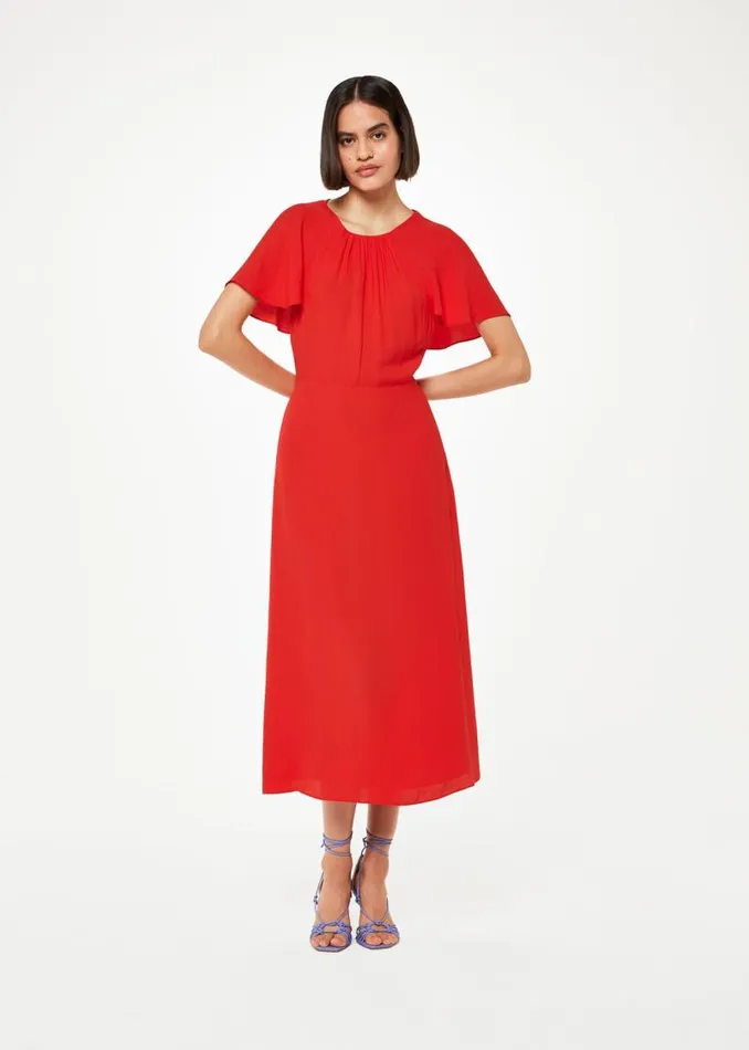 Whistles Dresses Red Annabelle Cape Sleeve Dress 8211 Women