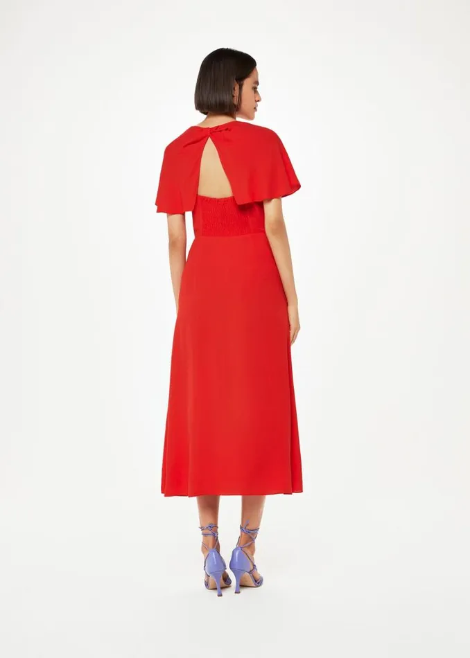 Whistles Dresses Red Annabelle Cape Sleeve Dress 8211 Women