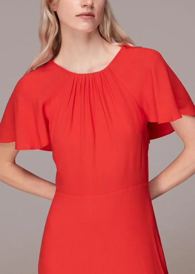 Whistles Dresses Red Annabelle Cape Sleeve Dress 8211 Women