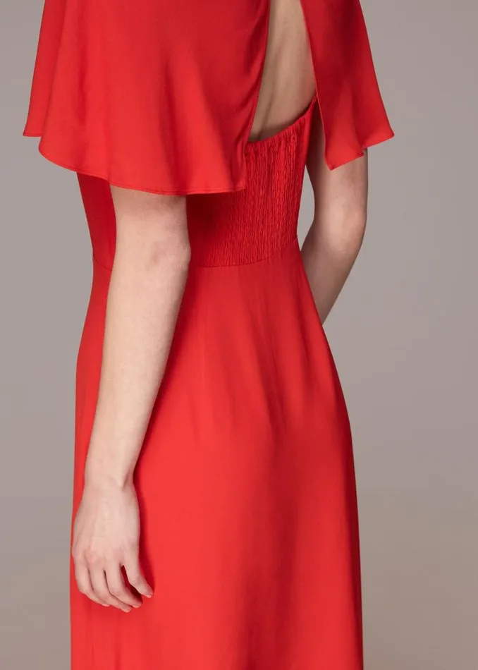 Whistles Dresses Red Annabelle Cape Sleeve Dress 8211 Women