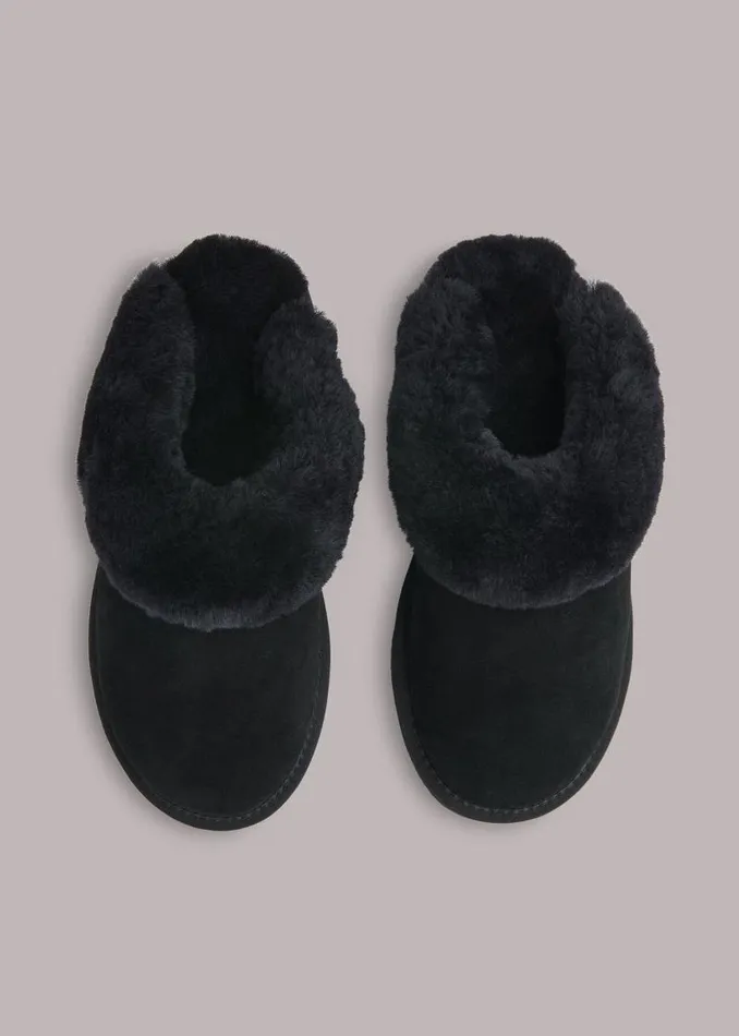 Whistles Flat Shoes Black Emilia Cuff Slipper 8211 Women