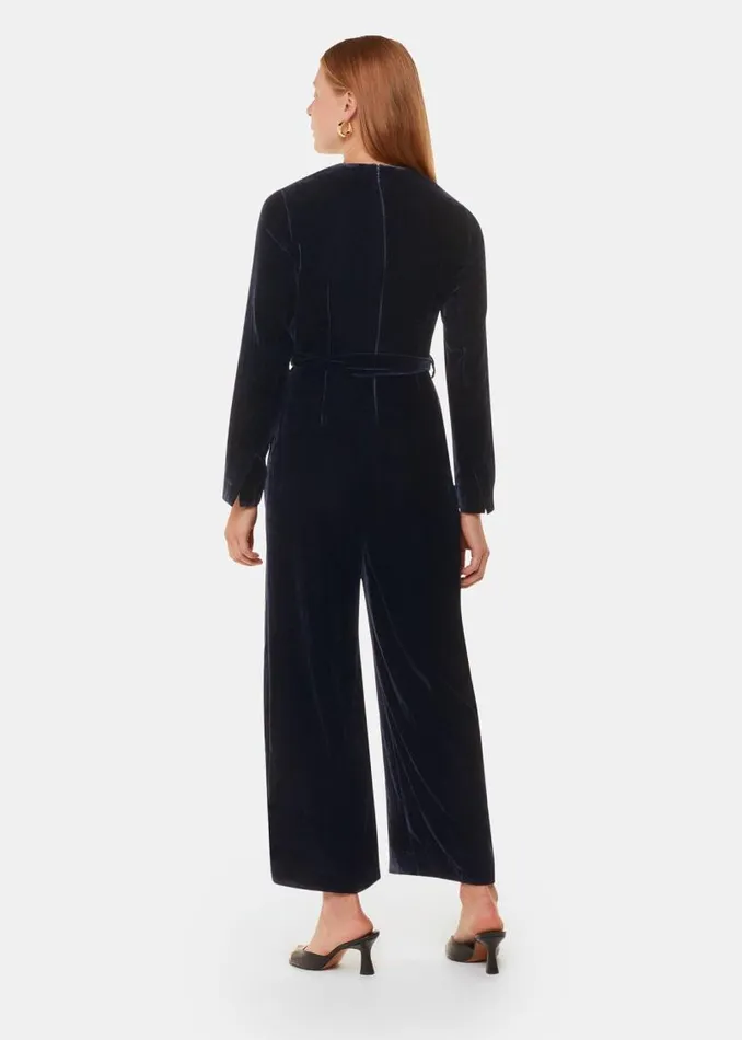 Whistles Jumpsuits Navy Elora Velvet Jumpsuit 8211 Women