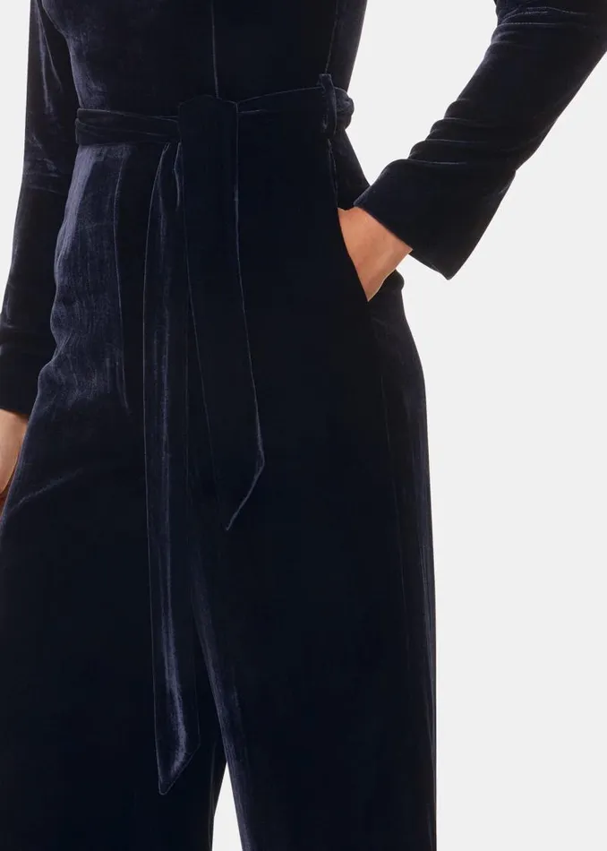 Whistles Jumpsuits Navy Elora Velvet Jumpsuit 8211 Women