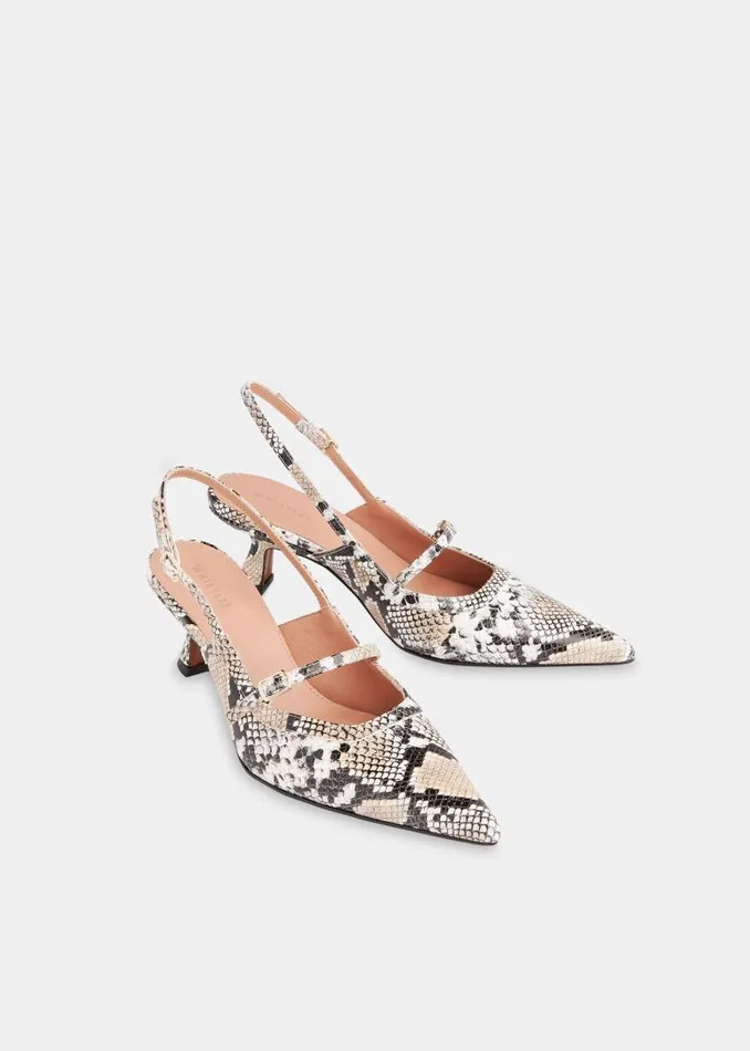 Whistles Leather Black Nila Snake Slingback Heel 8211 Women
