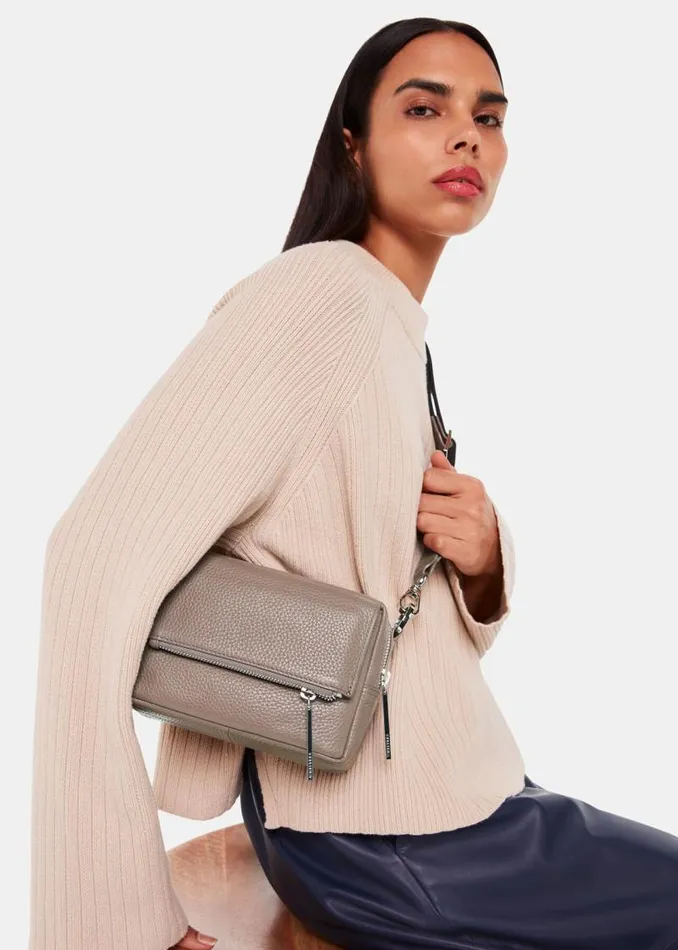 Whistles Leather Dark Grey Bibi Crossbody Bag 8211 Women