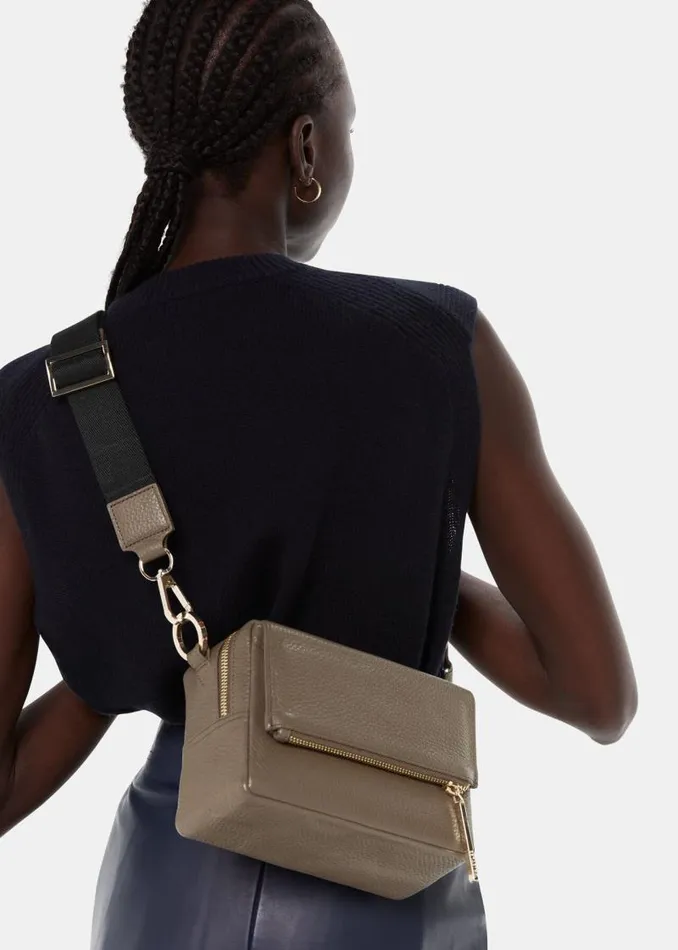 Whistles Leather Khaki Bibi Crossbody Bag 8211 Women