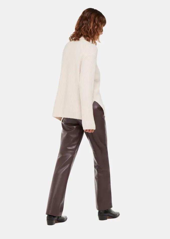 Whistles Pants Chocolate Flat Front Leather Pants 8211 Women