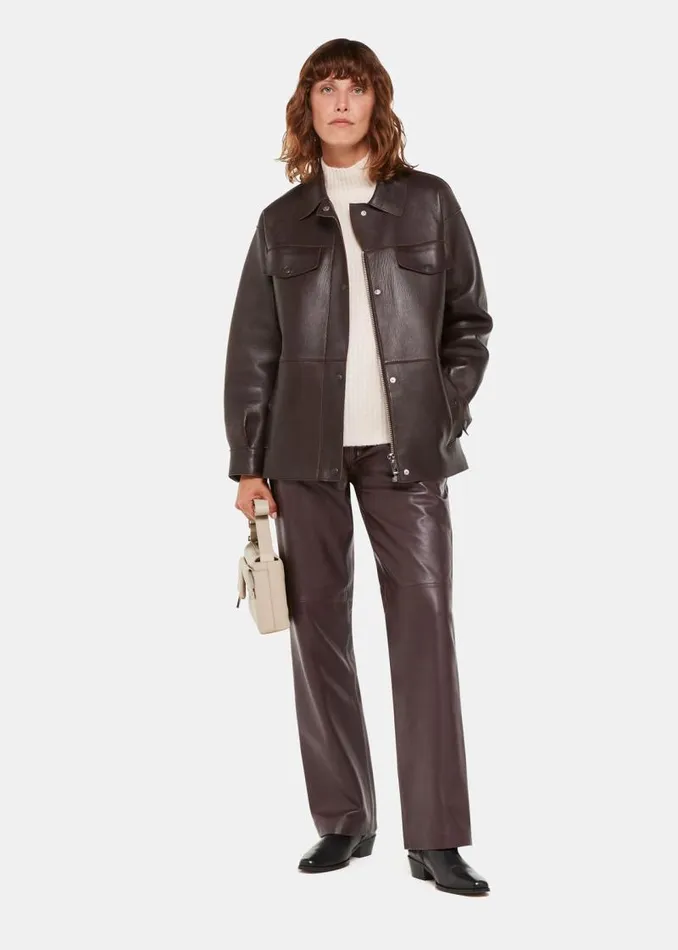 Whistles Pants Chocolate Flat Front Leather Pants 8211 Women