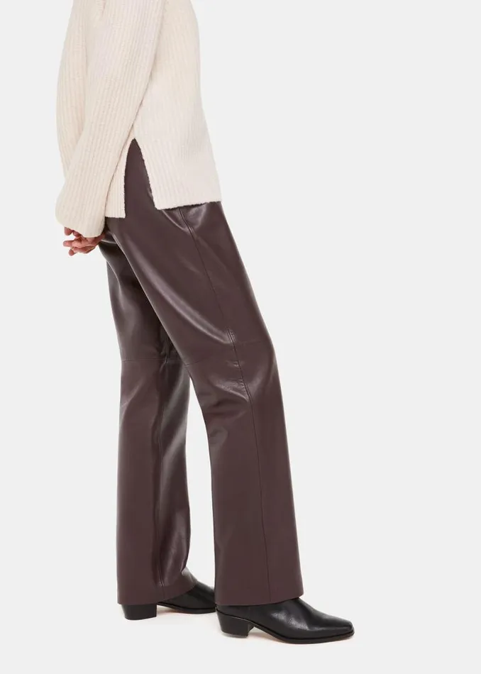 Whistles Pants Chocolate Flat Front Leather Pants 8211 Women