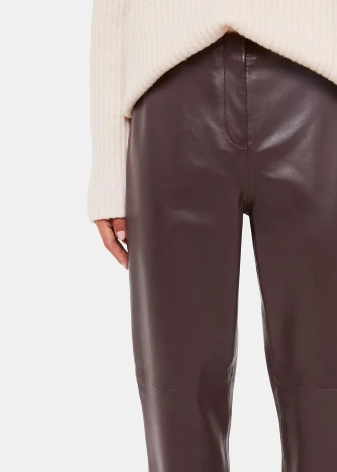 Whistles Pants Chocolate Flat Front Leather Pants 8211 Women
